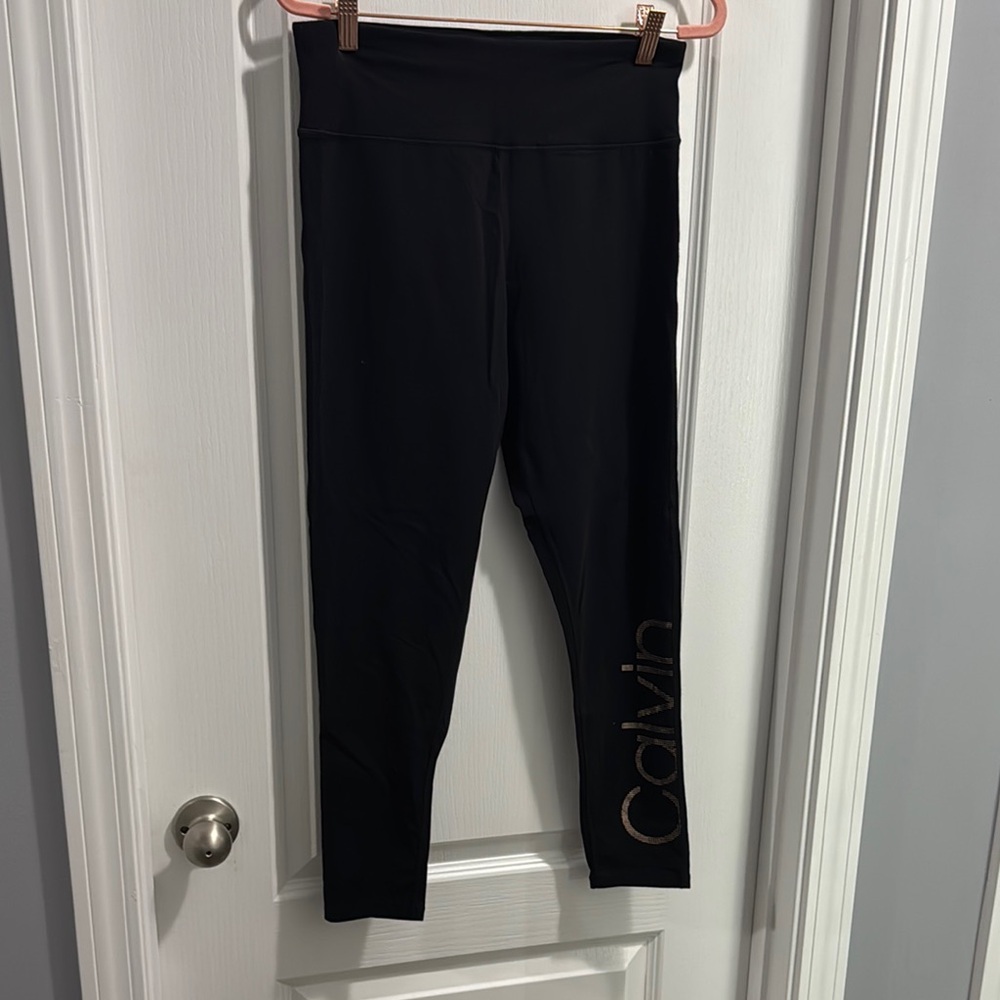 Calvin Klein Black Leggings with Gold Logo